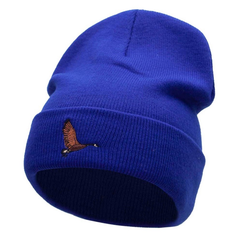 Canadian Goose Embroidered 12 Inch Long Knitted Beanie Royal One Size