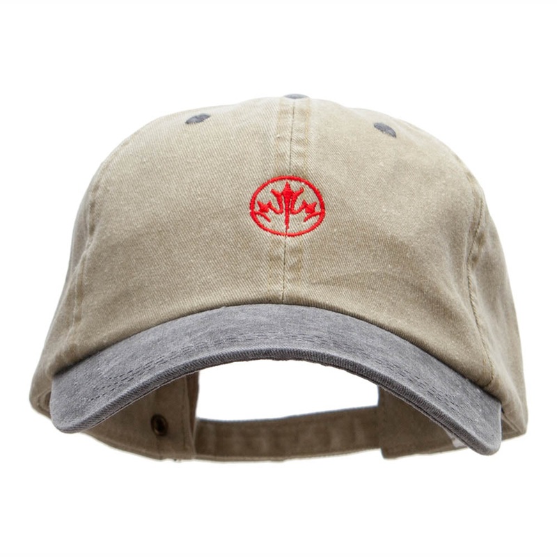 Canadian Leaf Embroidered Pigment Dyed Wash Caps Khaki Black One Size