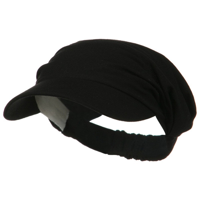 Cotton Convertible Elastic Band Visor Black One Size