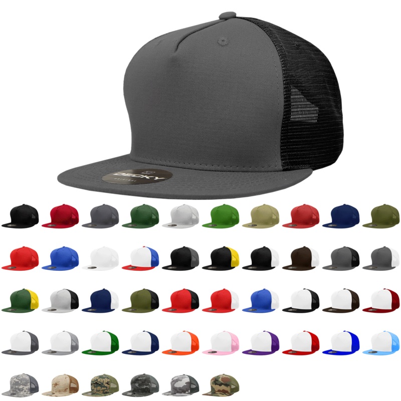 Decky 1040 5 Panel High Profile Structured Cotton Blend Trucker Hat Black