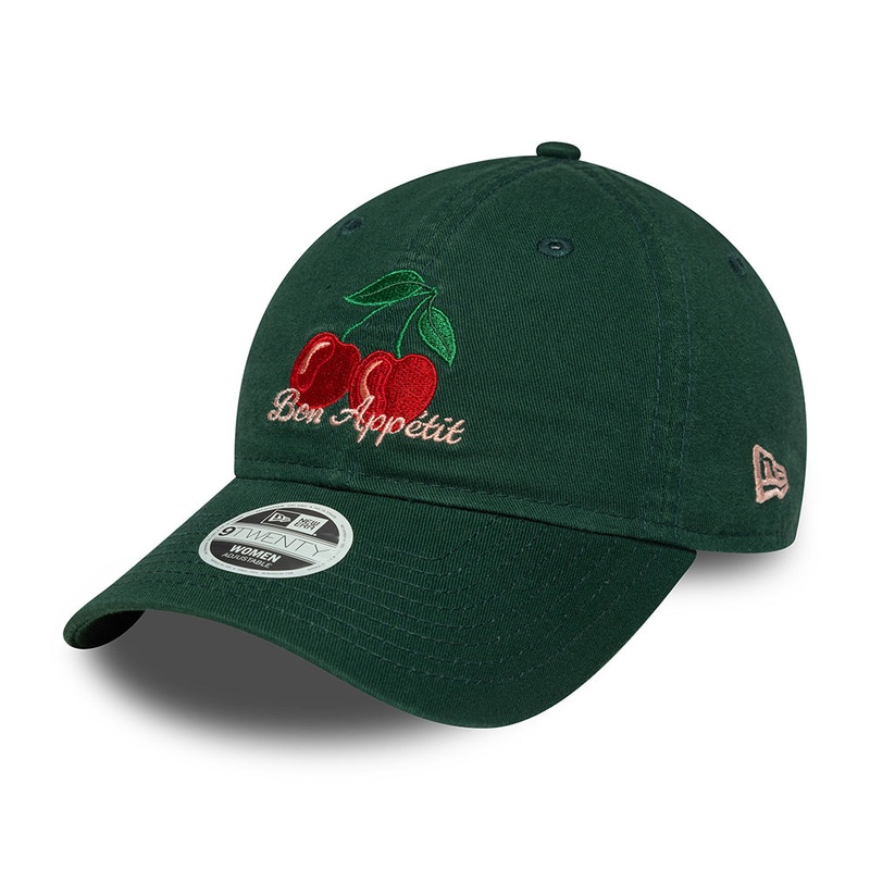 New Era Womens 9TWENTY Bon Appetit Baseball Cap – NE Phrase – Dark Green Adjustable