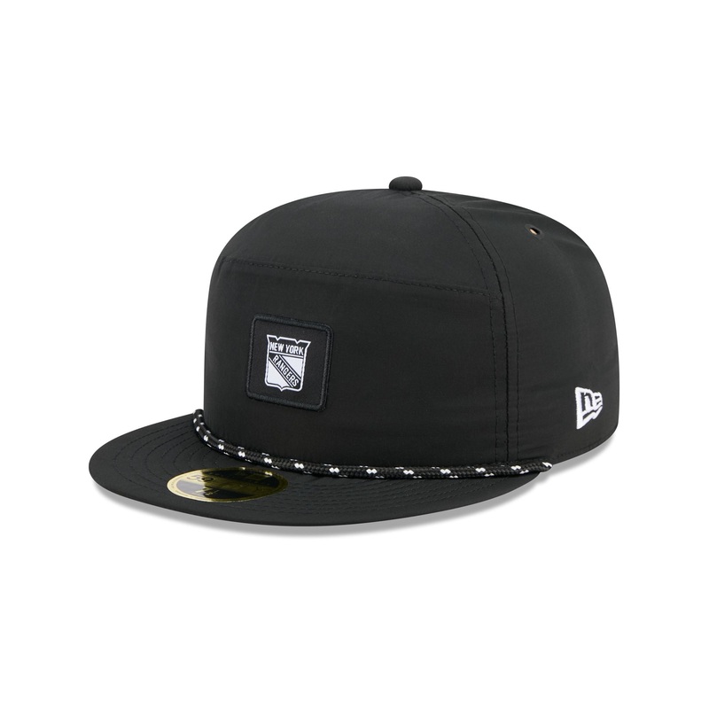 New York Rangers Black Poly Rope Split Panel 59FIFTY Fitted Hat 7