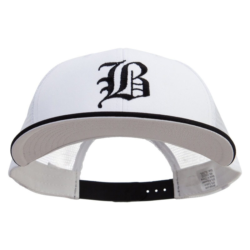 Old English B Embroidered Big Size Premium Flat Bill Trucker Cap Black White XL-3XL