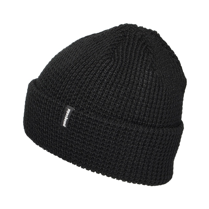 Patagonia Hats Snowdrifter Waffle Knit Beanie Hat – Black 1-Size