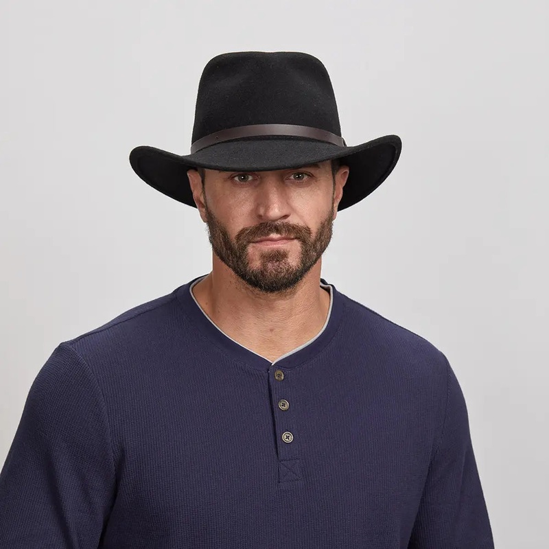 Pathfinder | Mens Wool Felt Outback Hat Black SM