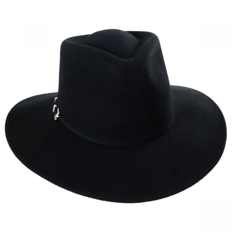Teardrop Wool Felt Western Hat BLACK S