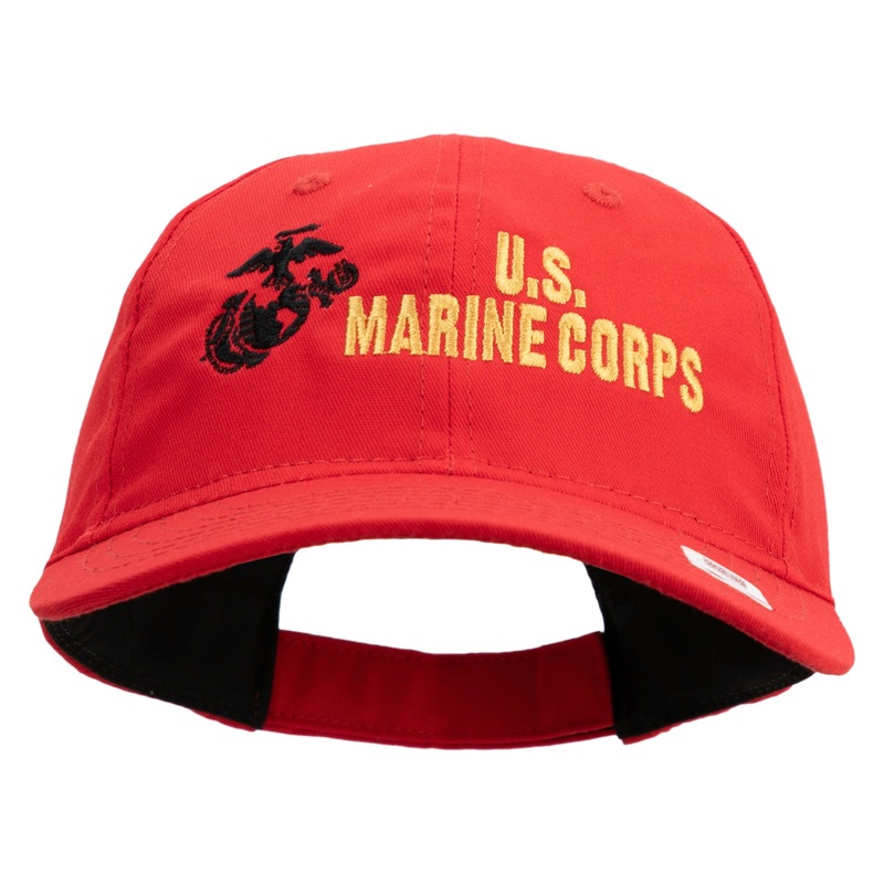 US Marine Corps Design Embroidered 6 Panel Unstructured Cotton Twill Cap Made in USA Red One Size