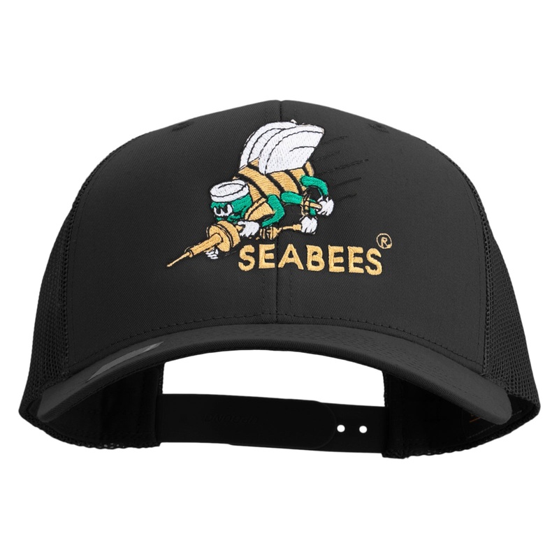 US Navy Seabees Embroidered Retro Trucker Cap Black One Size