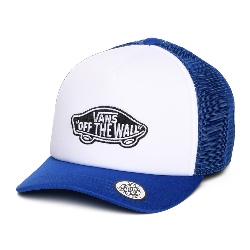 Vans Hats Kids Classic Patch Curved Brim Trucker Cap – White-Blue CHILD ADJ.