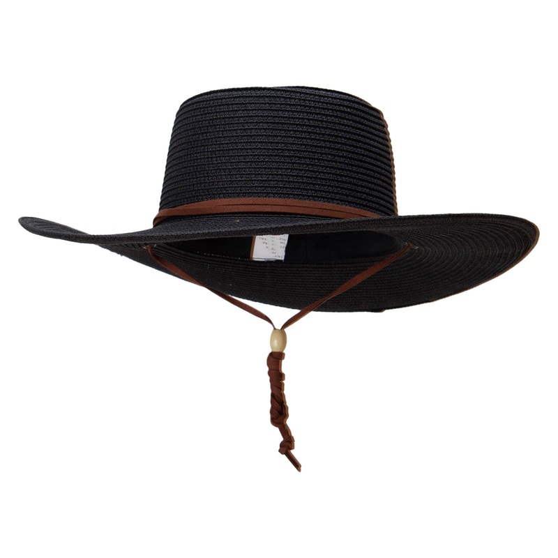 Women’s Paper Braid Gambler crown Hat Black One Size