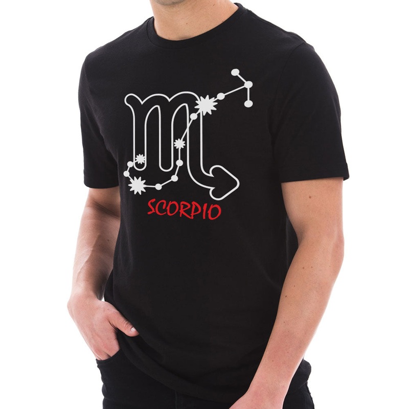 Zodiac Scorpio Sign Graphic Design Short Sleeve Cotton Jersey T-Shirt Black XS