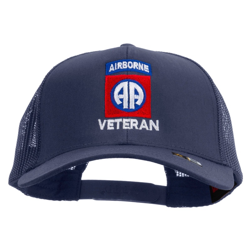 82nd Airborne Veteran Embroidered Solid Cotton Twill Mesh Prostyle Cap Navy One Size