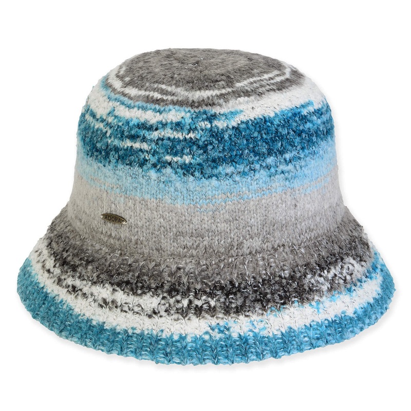 Adora Hats – Color Block Knit Bucket Hat Turquoise M/L (58 cm)