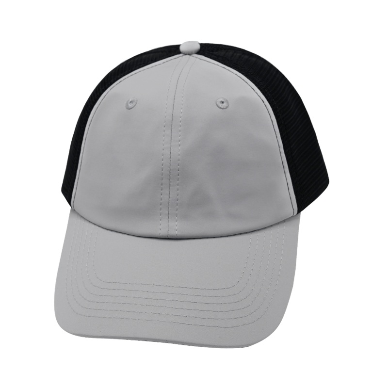 Blank – 6 Panel – Unstructured – Gray / Black (Unisex) – Laser Mesh