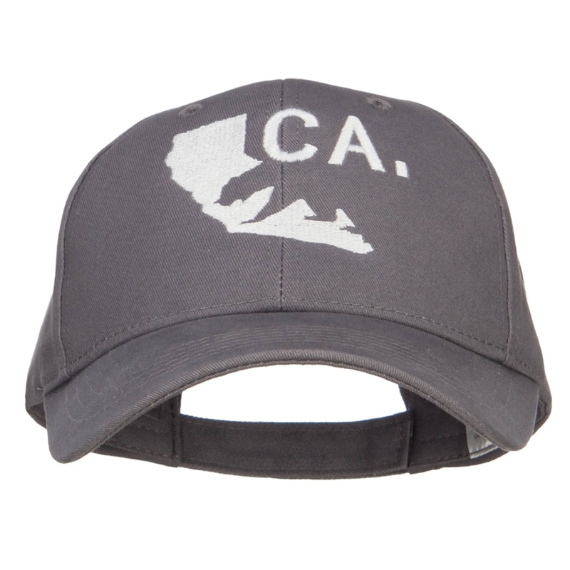 California Map Bear Embroidered Big Cotton Cap Charcoal XL-3XL
