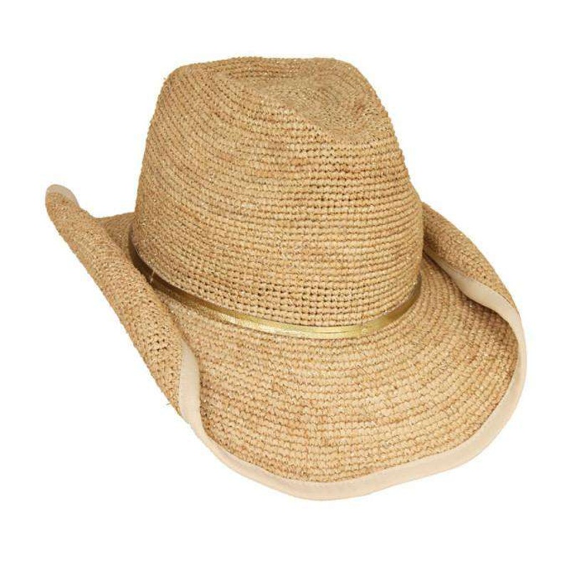 Crochet Raffia Cowboy Hat Natural
