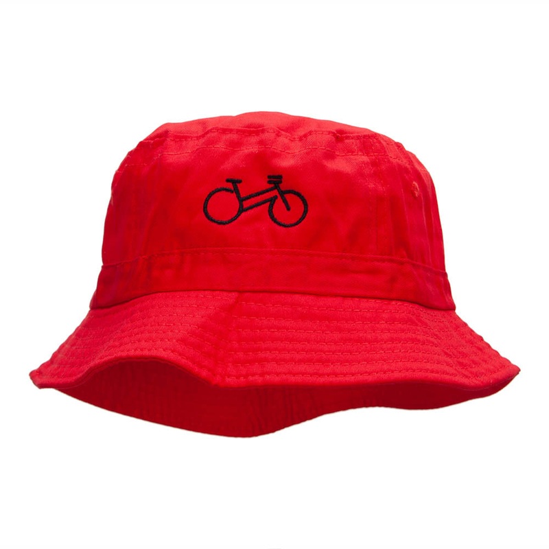Cycling Bike Embroidered Bucket Hat Red One Size