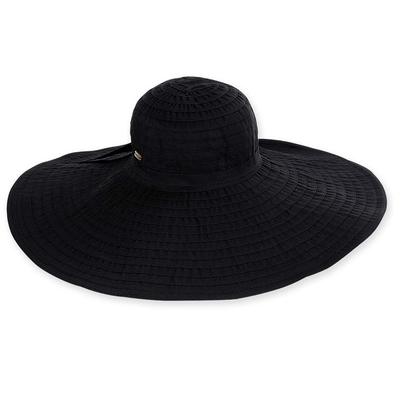Extra Large Brim Packable Beach Hat – Sun’N’Sand Hats Black M/L (57-58 cm)