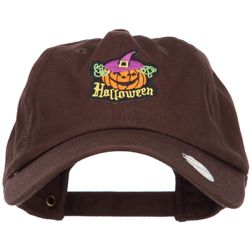 Halloween with Pumpkin Patched Unstructured Cap Brown One Size