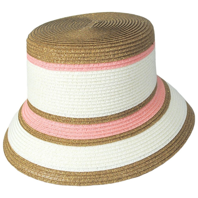 Las Palmas Striped Toyo Straw Bucket Hat BLACK STRIPE ONE SIZE FITS MOST