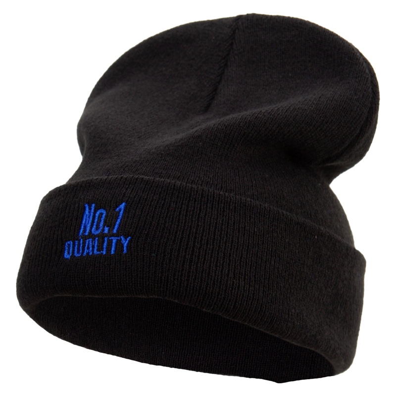 Number 1 Quality Sign Embroidered Big Size Acrylic Long Beanie Black XL-3XL