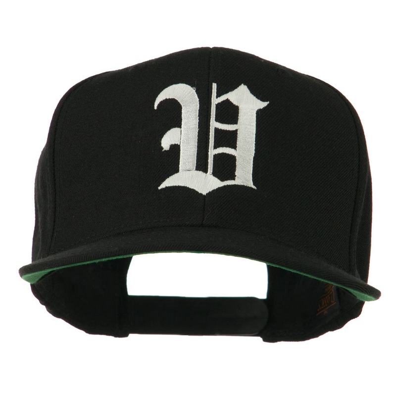 Old English V Embroidered Flat Bill Cap Black One Size