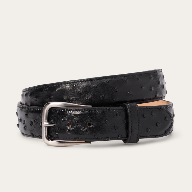 Ostrich Western Tab Belt – 1 1/4″ Width Black Classic 32