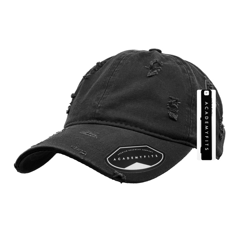 Academy Fits Distressed Vintage Dad Hat 2011FB Black