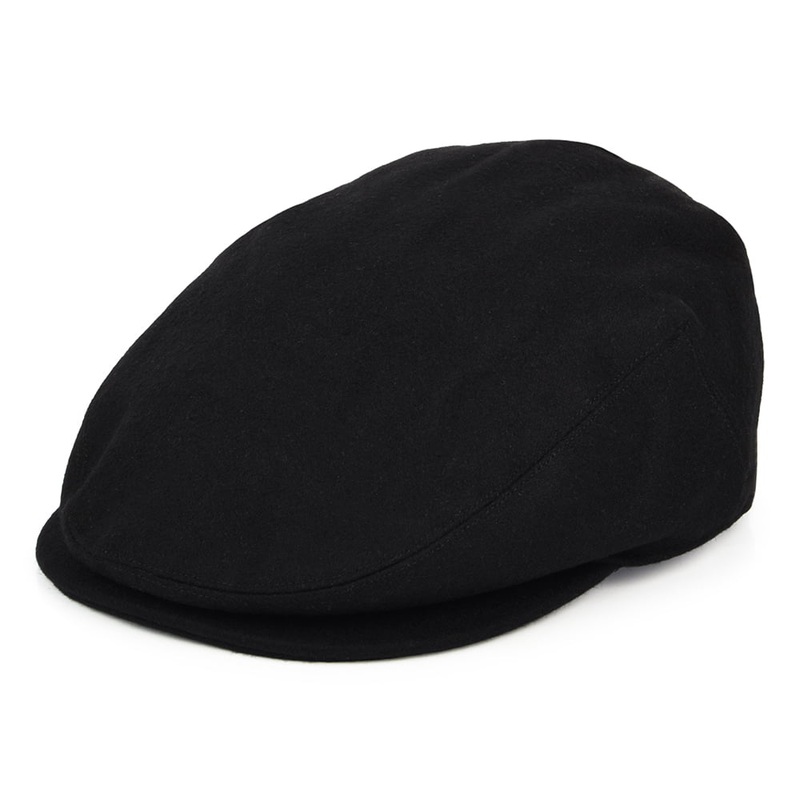 Barbour Hats Redshore Melton Wool Blend Flat Cap – Black S