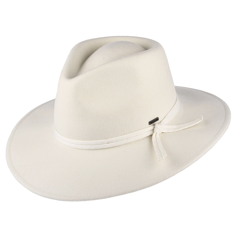 Brixton Hats Joanna Wool Felt Packable Fedora Hat – Off White Small-56cm