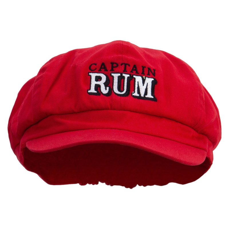 Captain Rum Embroidered Cotton Elastic Big Size Newsboy Cap Red XL-2XL