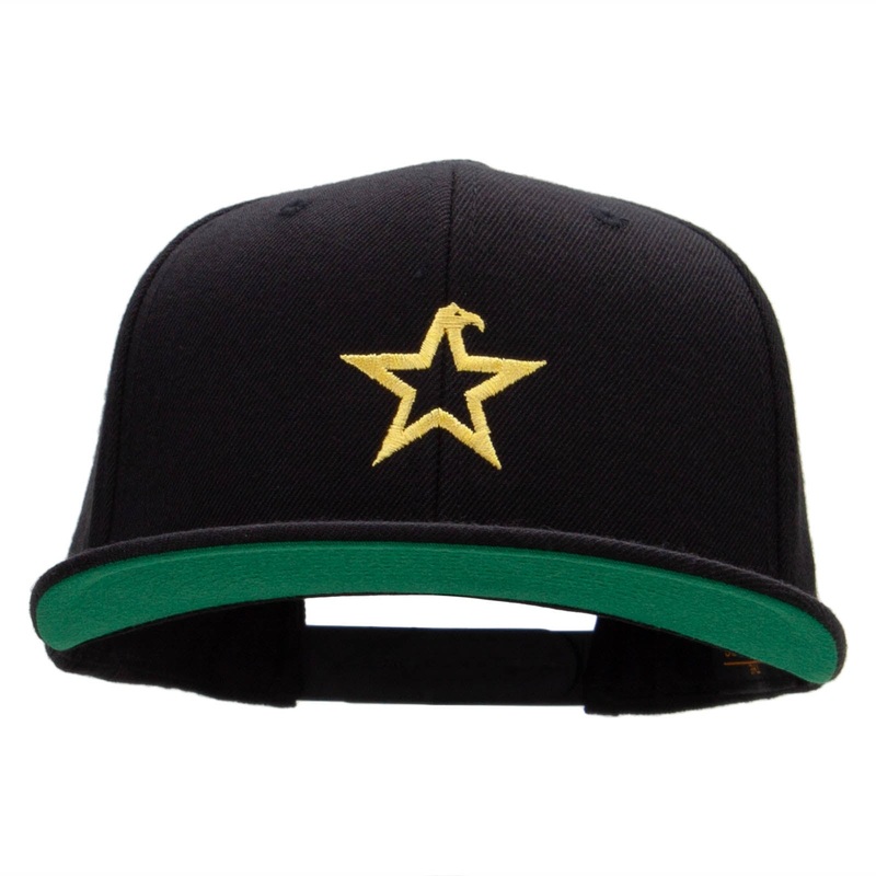Eagle Star Embroidered Wool Blend Prostyle Snapback Black One Size