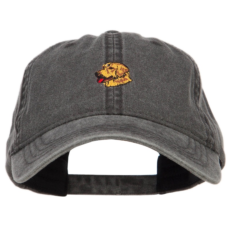 Golden Retriever Embroidered Washed Cap Black One Size