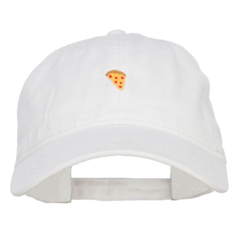 Mini Pizza Embroidered Washed Cap White One Size
