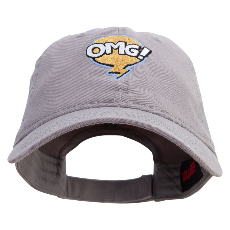 Oh My God Bubble Embroidered Garment Washed Cotton Twill Cap Grey One Size
