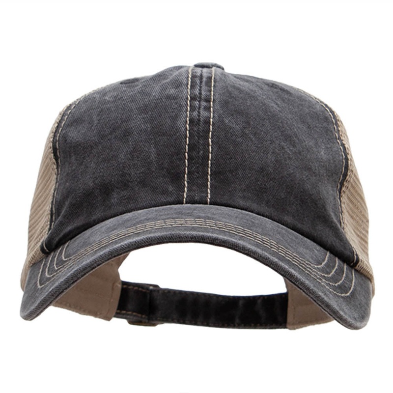 Pigment Dyed Mesh Cap Black Khaki One Size