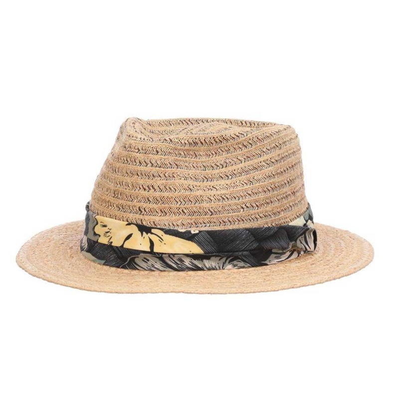 Tahiti Fedora Hat with Tropical Print Band  – Tommy Bahama Hats Natural S/M (55-57cm)