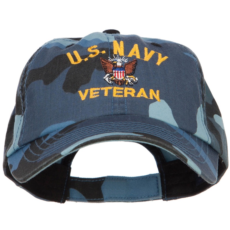 US Navy Veteran Military Embroidered Enzyme Camo Cap Sky One Size