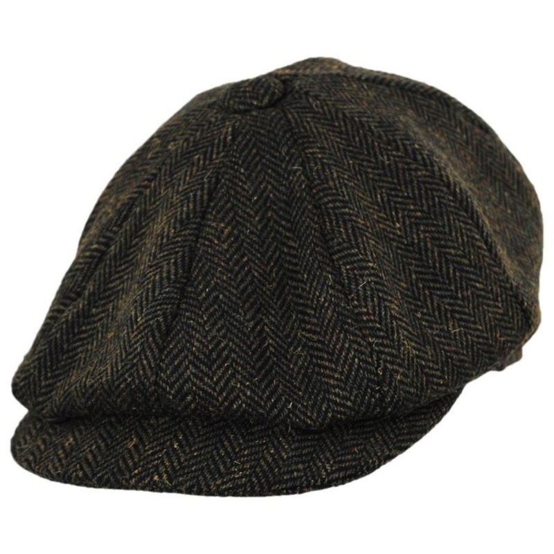 Wholesale Bird Rock Herringbone Wool Blend Newsboy Cap B2B Pre-Pack OLIVE GREEN 1S-3M-4L-3XL-1XXL