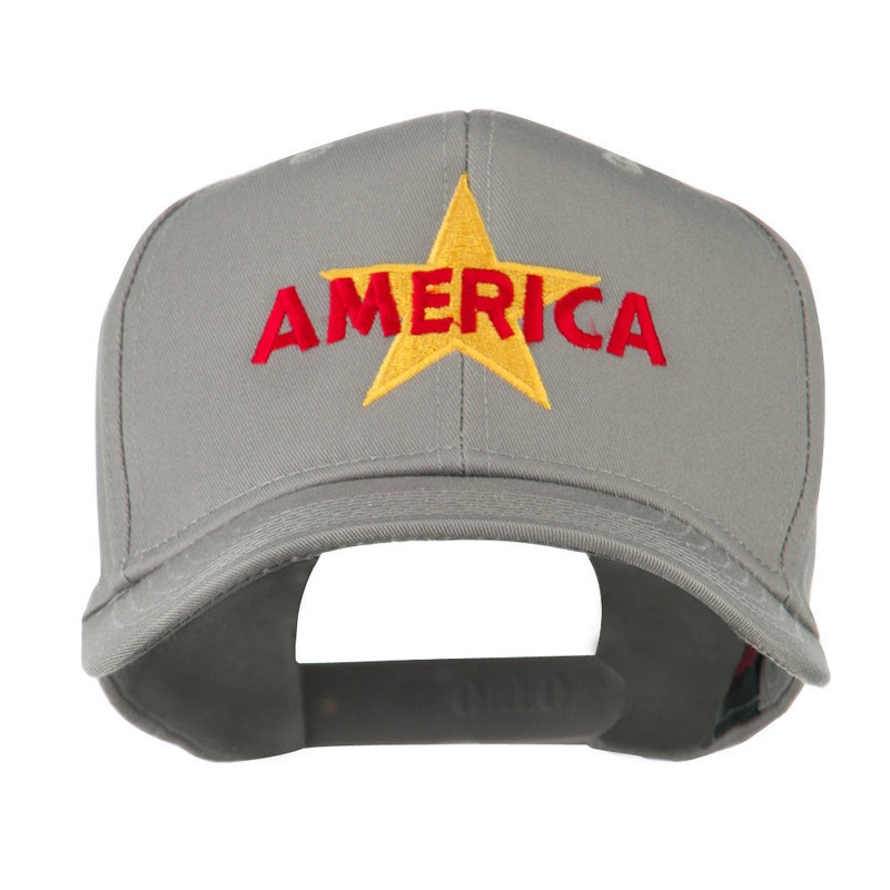 Wording of America with Star Embroidered Cap Grey One Size