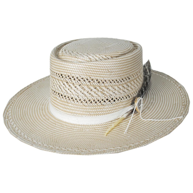 Batterson Shantung Straw Gambler Hat NATURAL/TAN S