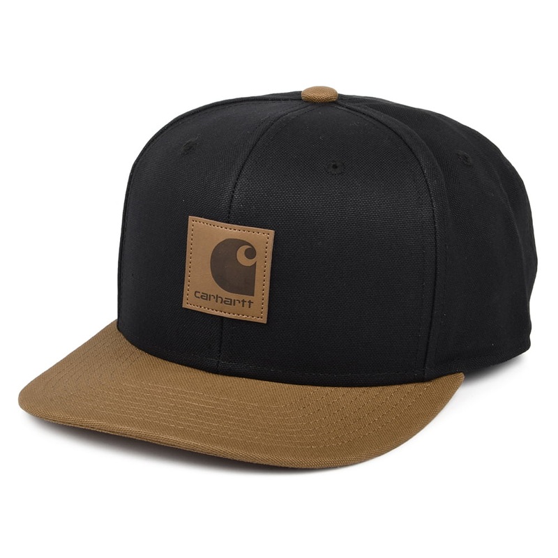 Carhartt WIP Hats Bi-Coloured Logo Snapback Cap – Black-Brown Adjustable