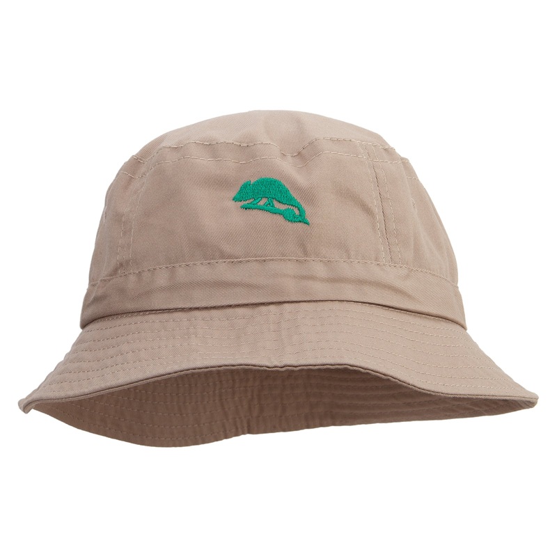 Chameleon Silhouette Embroidered Pigment Dyed Bucket Hat Khaki One Size