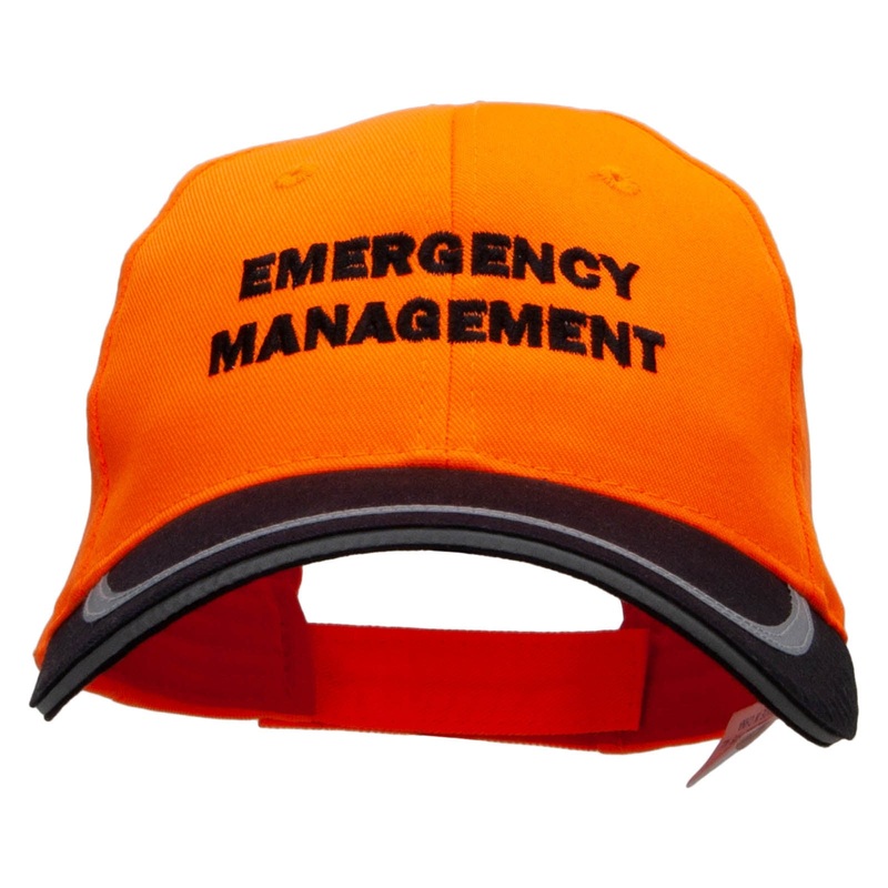Emergency Management Embroidered Poly Twill Safety Cap Orange Black One Size