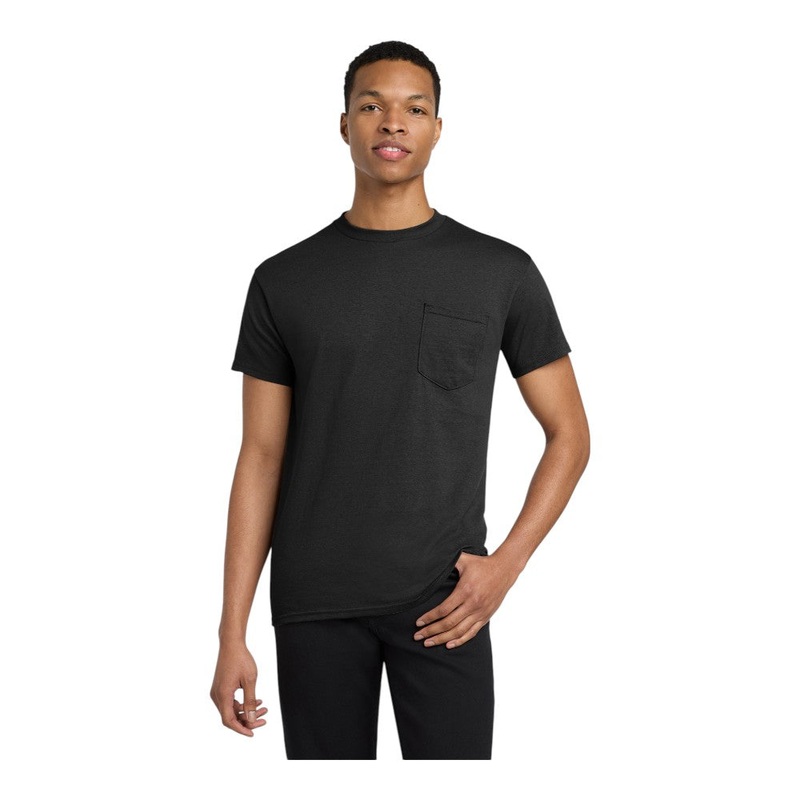 Gildan 5300 Heavy Cotton 100% Cotton Pocket T-Shirt Black S