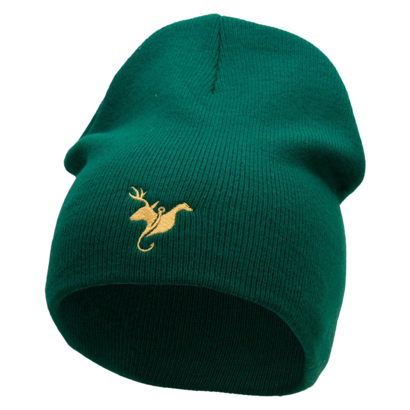 Hunt All Embroidered 8 Inch Short Beanie Made in USA Forest Green One Size