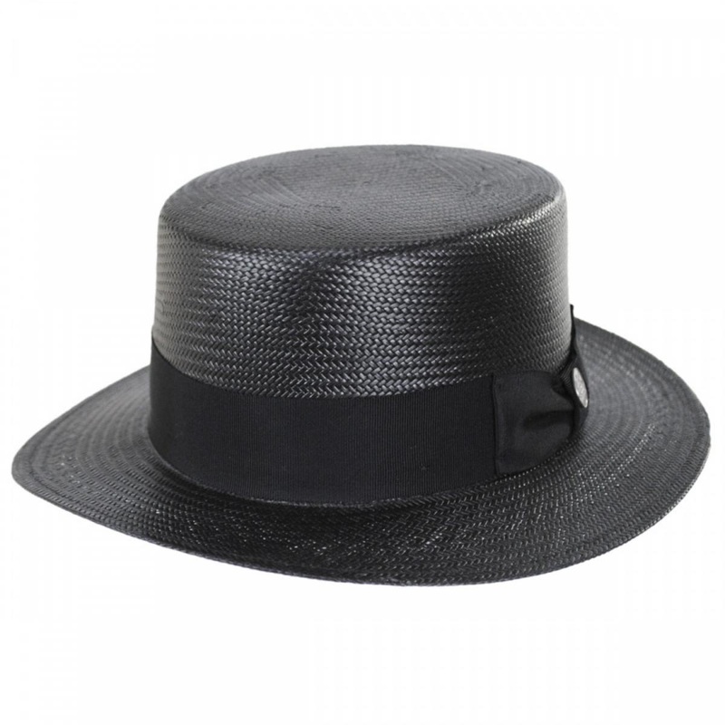 Keeneland Shantung Straw Skimmer Hat BLACK S