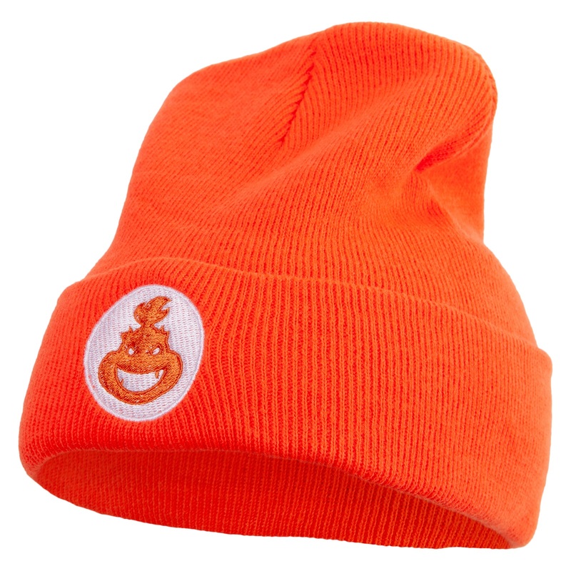 Mario Baby Bowser Embroidered 12 Inch Long Knitted Beanie Orange One Size