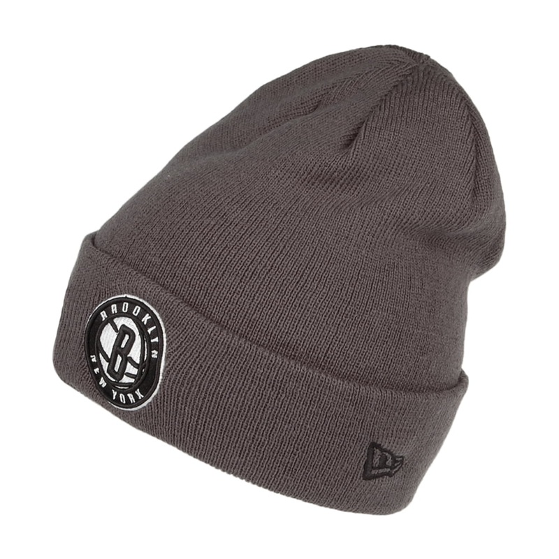 New Era Brooklyn Nets Cuff Knit Beanie Hat – NBA Team Colour Out Line – Grey 1-Size