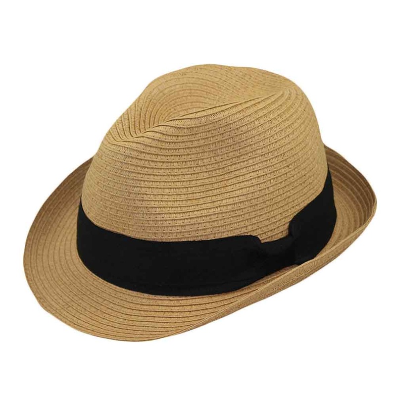 Petite Straw Fedora Hat with Black Band – Jeanne Simmons Hats Bronze Small (56 cm)